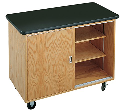 Diversified Woodcrafts 4111KF Economy Mobile Lab Table 36" Height 24" Width 48" Length Northwoods Oak/Black
