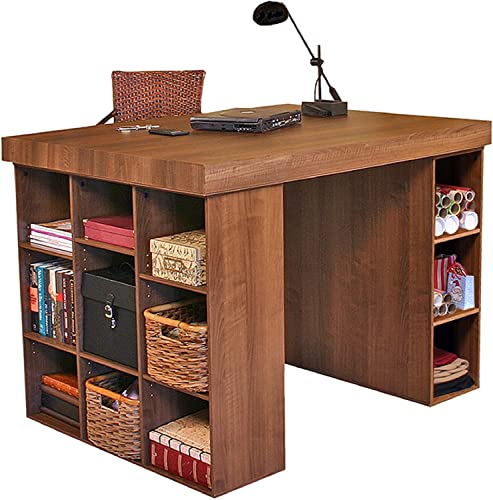 Venture Horizon Project Center Desk with Bookcase and 3 Bin Cabinet - Walnut