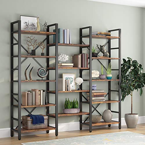 Tribesigns 5-Shelf Vintage Industrial Bookcase, 70 inch