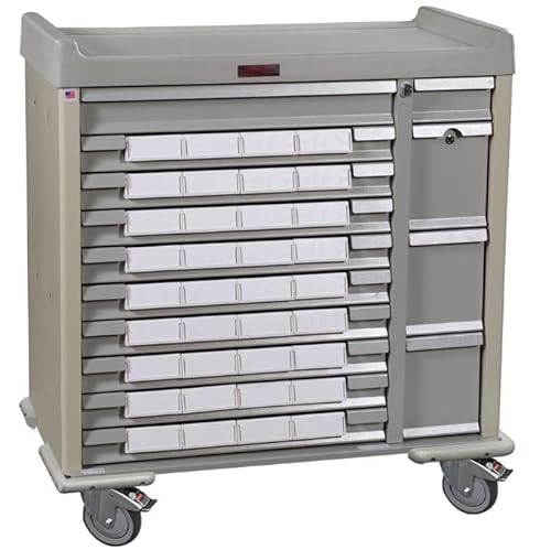 MSEC Steel Medication Bin Cart with 36 Bins, Key Locking - 45.75” H x 43.75” W x 24” D