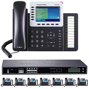 Business Phone System: 8-Line Ultimate Pack with Auto Attendant, Voicemail, Cell & Remote Phone Extensions, Call Recording & 1 Year Free Mission Machines Phone Service (8 Phone Bundle)