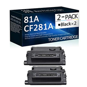 2 Pack Black Compatible 81A | CF281A Toner Cartridge Replacement for HP Laserjet M605dn(E6B70A) M606dn(E6B72A) M630h(J7X28A) M630dn(B3G84A) M630f(B3G85A) M630z(B3G86A) Printer Toner Cartridge