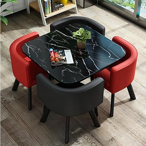 WEBERT Reception Room Club Table and Chair Set - Round Office Kitchen Table with 4 Chairs (Color: D)