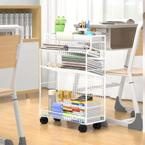 GaRcan Desk-Side Small Bookshelf with Wheels