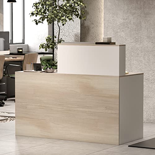 AIEGLE Reception Desk with Counter, Lockable Storage Drawers - Natural (55.1" x 23.6" x 43.3")