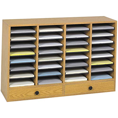 Pemberly Row Medium Oak Wood Adjustable File Organizer