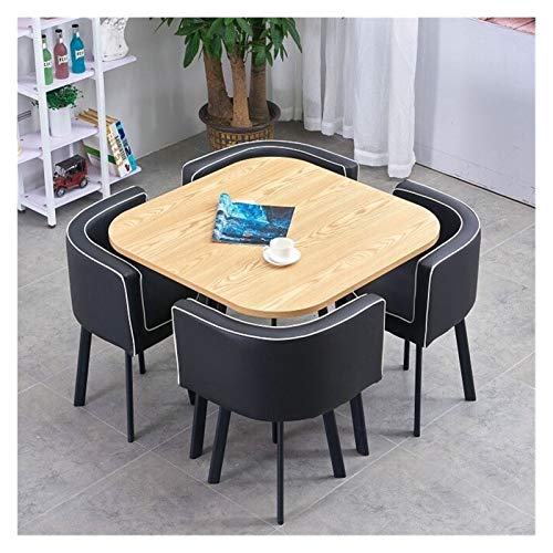 AkosOL Office Table and Chair Set - Business Dining Table with 4 Chairs - Bedroom/Office/Reception Desk and Chair Combination - Living Room/Balcony Furniture Set (Color: B)