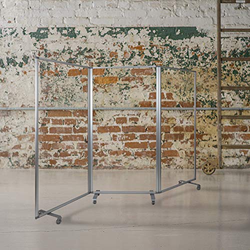 Flash Furniture Raisley Mobile Freestanding Clear Room Divider Sneeze Guard