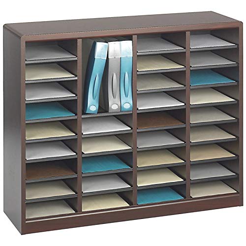 Scranton & Co Mahogany Wood Mail Organizer - 36 Compartments