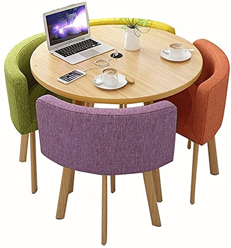 RYSLUX Table and Chair Set, Business Coffee Table Office Set, Round Table Cafe Meeting Room Furniture (Color: )