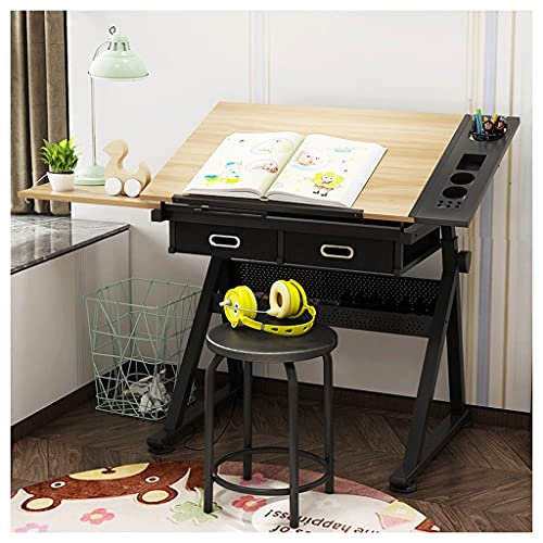 FLaig Folding Adjustable Drafting Table with Storage Drawer