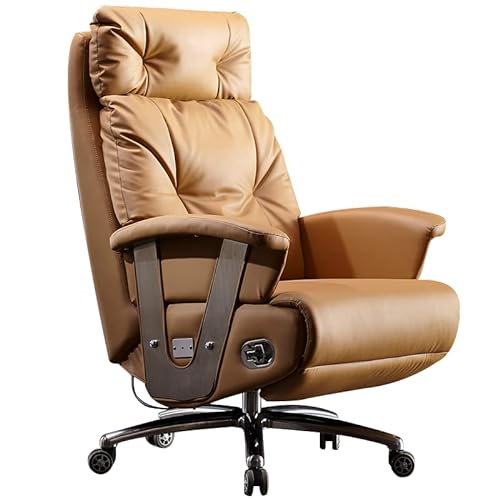 Kinnls Freya Electric Reclining Office Chair with Foot Rest - Genuine Leather High-Back Recliner