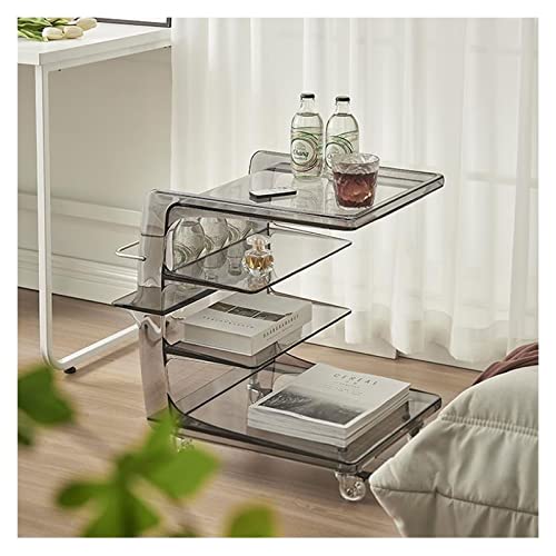 BinOxy 4-Tier Utility Rolling Storage Cart Side Table - Gris