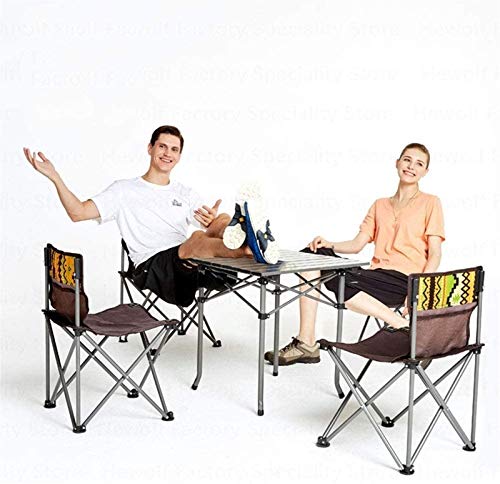 HAENJA Folding Conference Chair Set - Portable Outdoor Camping Table Chairs (4-Pack)