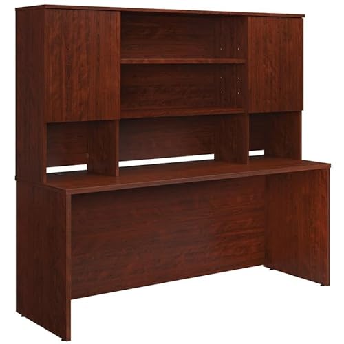 Pemberly Row Contemporary Classic Cherry Shell and Hutch Set 72" x 24