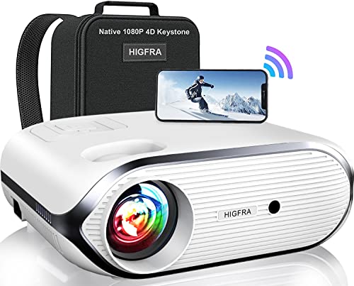 Higfra 1080P Projector with 5G WiFi, Bluetooth, and 4K Support