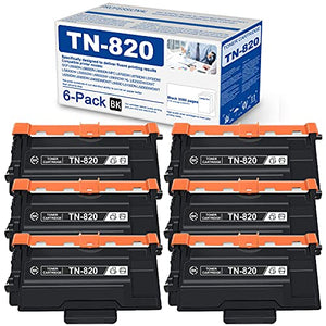 (6 Pack, Black) TN820 TN-820 Compatible Toner Cartridge Replacement for Brother DCP-L5650DN MFC-L6700DW L6750DW L5700DW L5800DW L5900DW L6800DW L6900DW HL-L6250DW L6300DW L5100DN L5200DW/DWT Printer