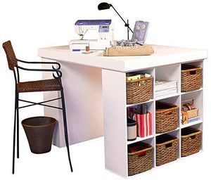 Venture Horizon Project Center Desk with 2 Bookcase Sides-White
