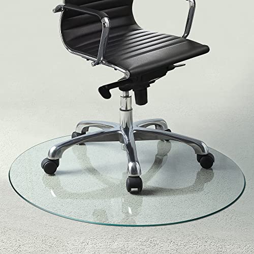 Fab Glass and Mirror Glass Chair Mat 39" | Round Flat Edge 1/4" Thick Clear Tempered Heavy Duty Mat for Office or Home