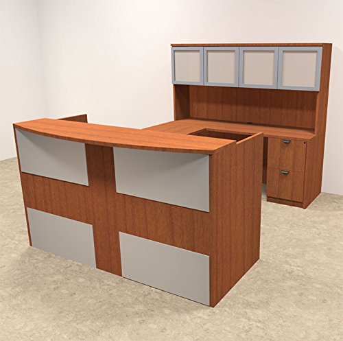UTM Furniture 5pc U Shaped Modern Acrylic Panel Office Reception Desk, OT-SUL-R17