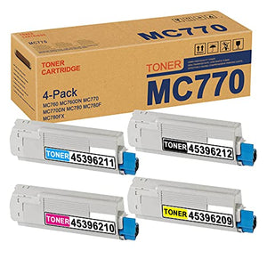 (1BK+1C+1M+1Y, 4PK) MC770 45396212 45396211 45396210 45396209 Toner Cartridge Replacement for OKI MC760 MC760DN MC770 MC770DN MC780 MC780F MC780FX Toner Kit Printer