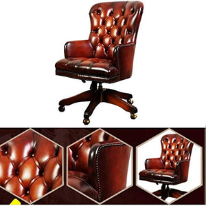 HDZWW Video Game Chairs Home Office Desk Chairs Office Chairs with Lumbar Support Office Chairs & Sofas Vintage Boss Chair,Office Chair Leather Home Swivel Chair,Conference Chair with Casters,Brown