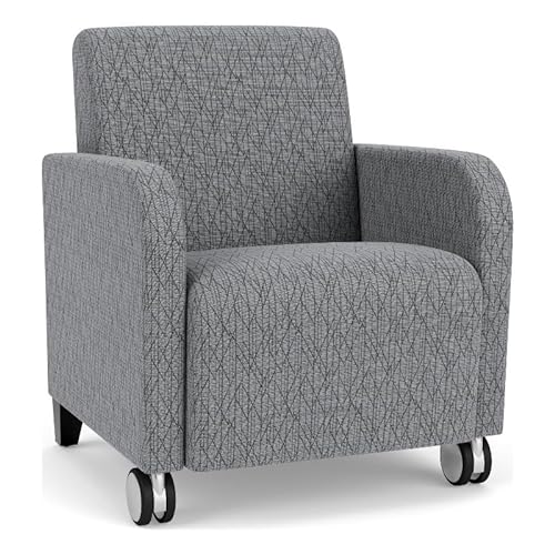 Lesro Siena Fabric Lounge Reception Guest Chair w/Caster in Gray/Black
