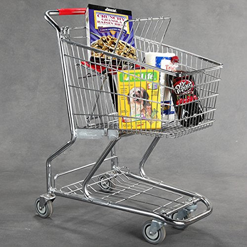 Store Shopping Cart Jumbo Grocery Cart with Child Seat & Belt, Extra Tough Steel, Deluxe Trolley - 38"H x 37