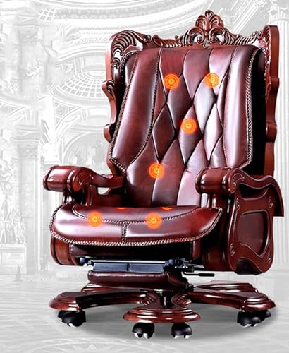 Generic Electric Massage Office Chair with Footstool - Brown