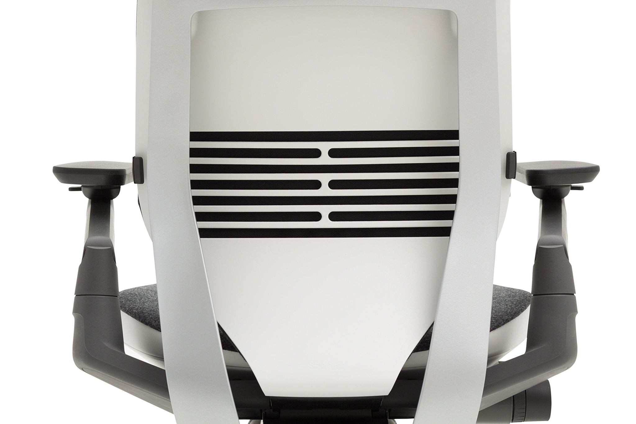 Close-up of the Steelcase Gesture chair’s light back structure and arm supports
