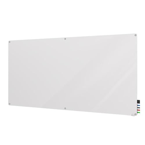 Ghent 4' x 5' Harmony Magnetic Glass Board, Colors - Radius Corners - White - 4 Rare Earth Magnets, 4 Markers & Eraser (HMYRM45WH)