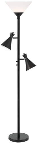 Ballard 72" Tall Black Torchiere Floor Lamp with Side Lights