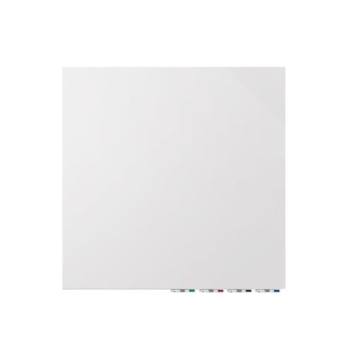Aria 4'H x 4'W Magnetic Low Profile 1/4" Glass Whiteboard - White - 4 Rare Earth Magnets, 4 Markers and Eraser