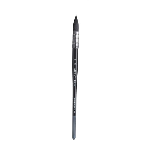 Willow Wolfe Siren Artist Watercolor Brushes, Premium Blended Synthetic Black Squirrel Brush, Short Handle, Quill, Size 2 (1100Q-2)
