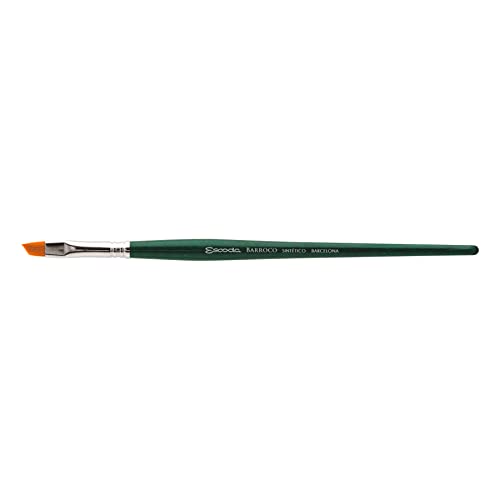 Escoda Barroco Series 1570 Artist Watercolor & Acrylic Paint Brush, Synthetic Gold Taklon Filament, Angle, Size 16