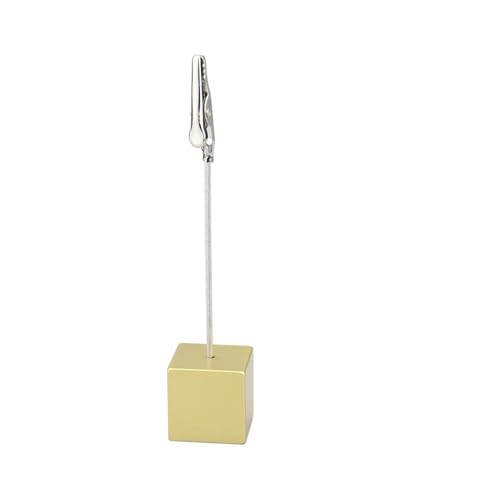 Cube Photo Clips 50 PCS Cube Stand Photo Holders,Resin Base Memo Note Clips,Table Wedding Place Card Clamp(Gold)