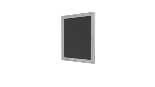 Ghent 36" x 30" Letter Board, Outdoor Enclosed, 1 Door, Black Vinyl Letter Panel, Satin Aluminum Frame (PA13630BX-BK) - Made in USA