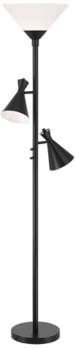 Ballard 72" Tall Black Torchiere Floor Lamp with Side Lights