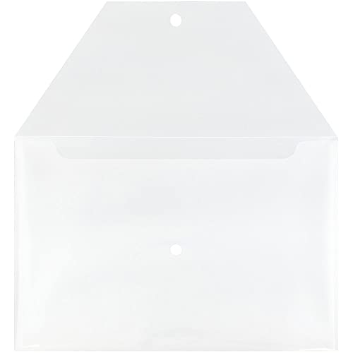 JAM PAPER Plastic Envelopes with Snap Closure - Legal Booklet - 9 3/4 x 14 1/2 - Clear - 12/Pack