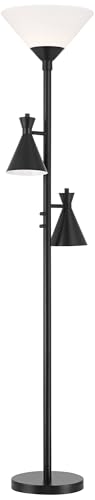 Ballard 72" Tall Black Torchiere Floor Lamp with Side Lights