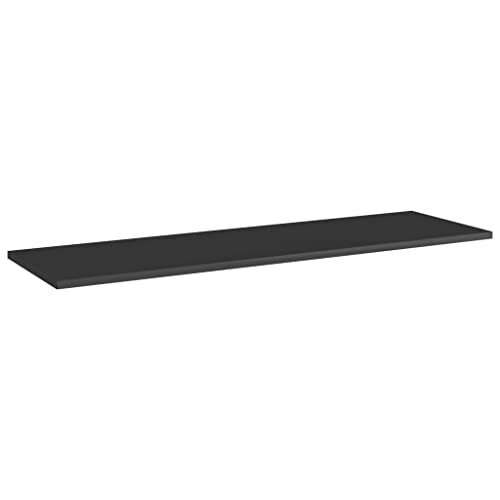 POUFGDR Bookshelf Boards 8 Pack, 39.4x11.8x0.6 Inch Engineered Wood, High Gloss Black Bookshelf Panels for Additional Storage Space