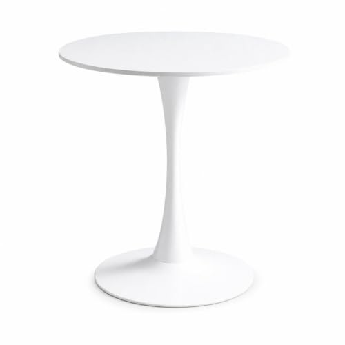 RIXNOMA Round Conference Table with Wooden Base, Modern Compact Office Table for Small Meeting Rooms, Business Meetings, and Office Conference Rooms