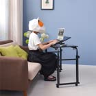 CeRaBuRET Cross-Bed Stretchable Lazy Computer Desk, Mobile Laptop Rolling Desk Cart Computer Table Stand Adjustable Height Storage Multi-Functional Mobile Desk for Bedroom Office