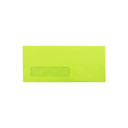 JAM PAPER #10 Business Colored Window Envelopes - 4 1/8 x 9 1/2 - Wasabi Lime Green - Bulk 1000/Carton