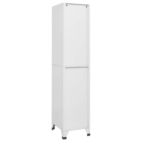 KGFHERENB Metal Locker Cabinet, 4 Door Steel Storage Locker with Secure Cam Locks and Ventilated Doors, Industrial Standing Storage Unit for Office and Home, 15 x 15 x 70.9 Inches, Grey