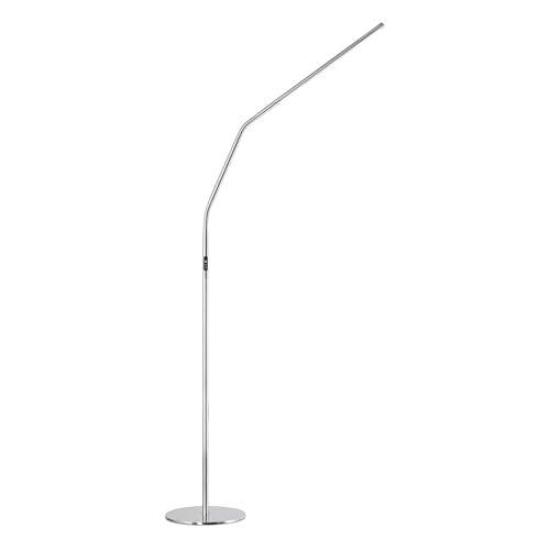 daylight Slimline 4™ LED Floor Lamp in Brushed Steel - 6,000K, 3,200 Lux, 4 Brightness Levels, USB-C Charging Port, Anti-Glare Diffuser, Flexible Design, Art & Craft, Sewing, Nail Salon