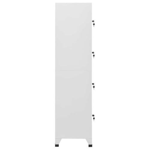 KGFHERENB Metal Locker Cabinet, 4 Door Steel Storage Locker with Secure Cam Locks and Ventilated Doors, Industrial Standing Storage Unit for Office and Home, 15 x 15 x 70.9 Inches, Grey