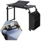 CeRaBuRET Cross-Bed Stretchable Lazy Computer Desk, Mobile Laptop Rolling Desk Cart Computer Table Stand Adjustable Height Storage Multi-Functional Mobile Desk for Bedroom Office