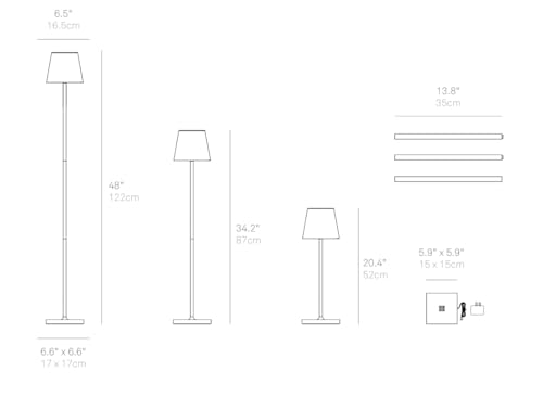 Zafferano, Poldina L Floor, Rechargeable Cordless Floor Lamp, Rust
