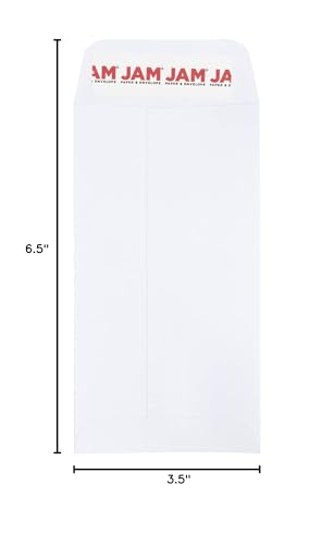 JAM PAPER #7 Coin Business Envelopes with Peel and Seal Closure - 3 1/2 x 6 1/2 - White - Bulk 500/Box